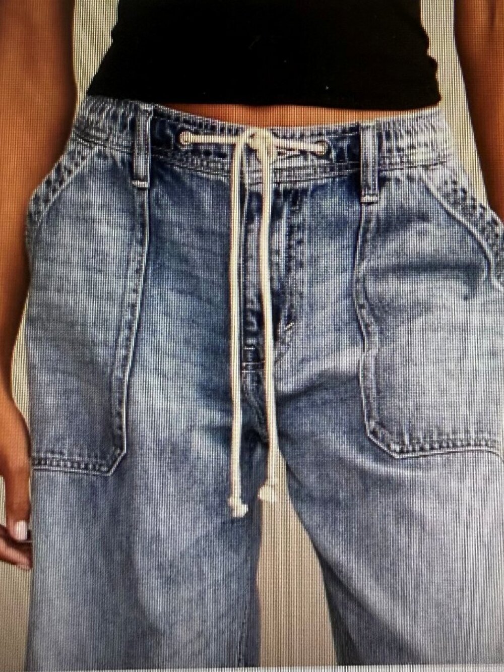 Lucky Brand Wide Leg Patch Pocket Pull On Jean - Large Like New